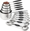 Measuring Cups and Spoons Set Includes 5 Stainless Steel Measuring Cups 7 Magnetic Measuring Spoons and 1 Leveler for Dry or Liquid Ingredients (Black)