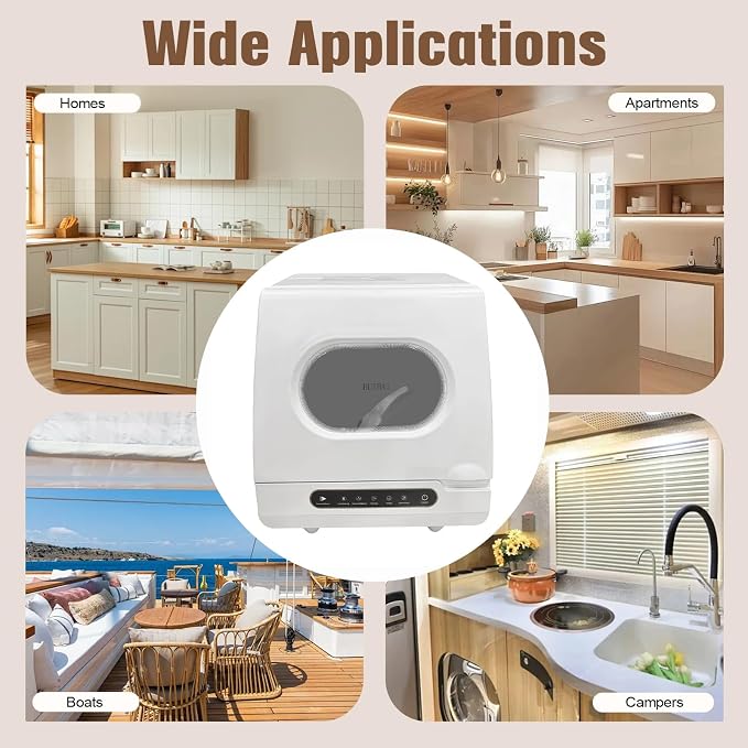 Portable Countertop Dishwasher, 1200W Compact Dishwasher Mini Countertop Dishwashers with 12 High-performance Spouts & Clear Window for Homes Apartments Dormitories