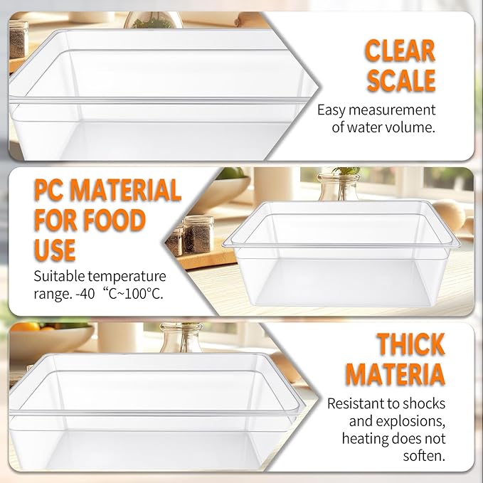 26 Quart Sous Vide Containers with Lid Compatible with Wancle Anova Nano AN500-US00 Pro 3.0 Mini Joule,most Instant Pot Sous Vide Cooker,BPA Free (Container with lid, 26 QT)