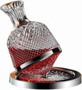 Wine Decanter Set - Spinning Crystal Red Wine Carafes Decanter, Jarler 1.5L Rotating Hand Blown Crystal Glass Wine decanter Aerator Quick Wake Up，Father Day Wine Gift for Wine Lover