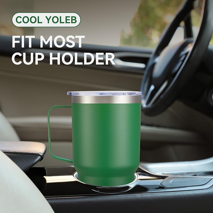 30 oz Tumbler with Handle and Lid, Stainless Steel Tumblers Bulk Double Wall Vacuum Insulated Travel Mug Leak Proof Cup Keep Drinks Cold and Hot Dark Green, 12 Pack