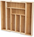 large Expandable Silverware Drawer Organizer - Bamboo Kitchen Organizers and Storage, Adjustable Silverware Organizer, Utensil Drawer Organizer for Kitchen Organization (6-8 Slots)