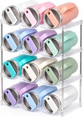 Stackable Water Bottle Organizer for Stanley 40 oz Tumbler, Large Compartment Water Bottle Holder for Cabinet, Clear Tumbler Organizer for Kitchen Countertop Pantry, 4 Pack