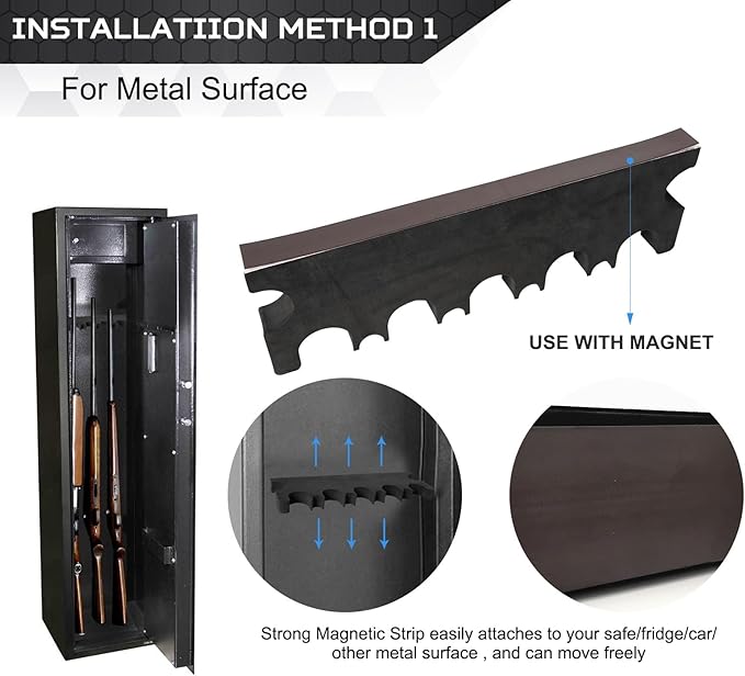 OCQOTAT Gun Rack for Gun Storage, Gun Safe Accessory for Rifles and Shotguns, Gun Holder in Gun Cabinet, Shotgun Rifle Rest, Foam Material with Magnetic Strip and Hook Strip , Gifts for Hunters