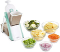 Dash Safe Slice® Mandoline - Compact, Foldable Food Slicer - Slice, Dice, Julienne & More - Perfect for Quick Food Prep - Recipe Guide Included - Aqua
