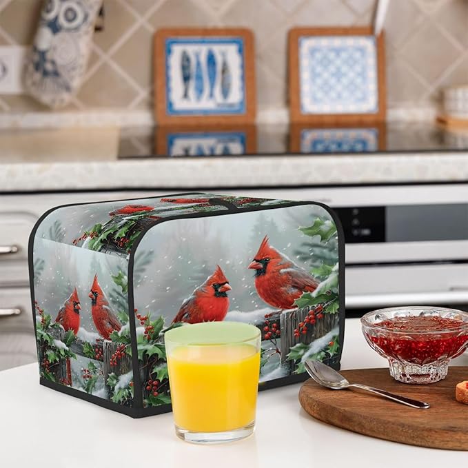 Winter Tree Cardinal Toaster Cover 4 Slice Dust and Fingerprint Protection Toaster Bread Maker Covers Washable Kitchen Small Appliance Covers for Kitchen Accessories Decor Bakeware Women Gift
