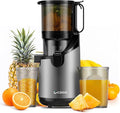 GDOR Cold Press Masticating Juicer Machines, Self Feeding Slow Pure Juicer, 5.3" Extra Feed Chute Fit Whole Vegetable and Fruit, Grey