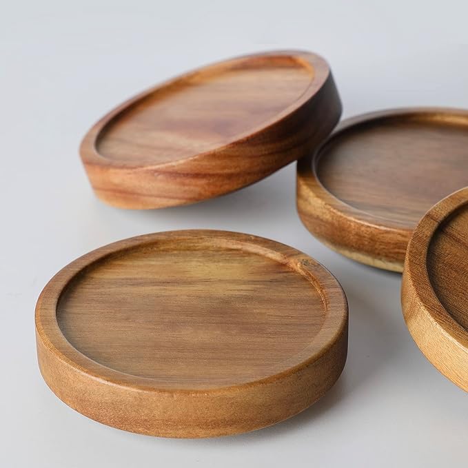 Glass Storage Containers Set of 4, 15 FL OZ High Borosilicate Glass Jars Kitchen Food Canisters with Acacia Wood Lids for Coffee Beans/Sugar/Tea/Nuts
