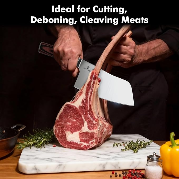 imarku 7 Inch Meat Cleaver Knife,Japanese SUS440A High Carbon Stainless Steel Butcher Knife with Ergonomic Handle,Ultra Sharp Vegetable Kitchen Knife for Home