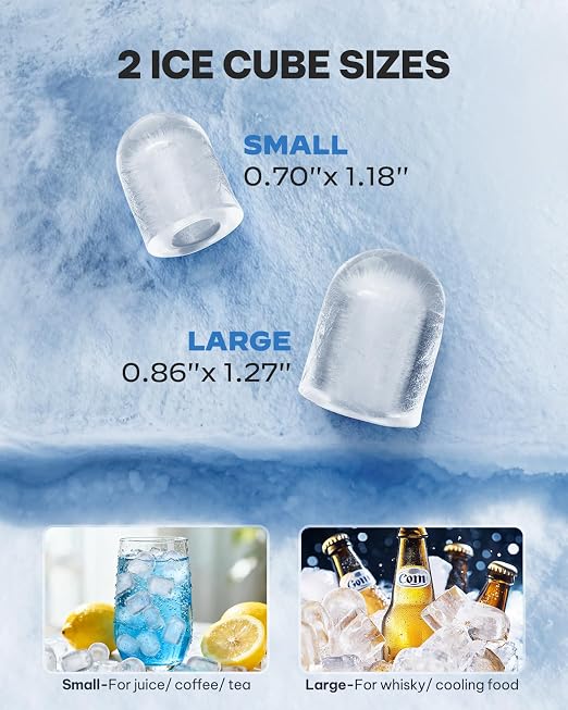 Silonn Ice Maker Countertop Machine with Handle, 26lbs in 24h, 9 Ice Cubes Ready in 6 Mins, Self-Cleaning Ice Makers with Basket and Scoop, Ideal for Home, Kitchen, Camping, RV