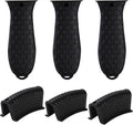 6 Pieces Silicone Hot Tool Holder Heat Resistant Potholder Cookware Handle Non Slip Rubber Pot Holders Handles Grip Covers for Cast Iron Skillet Silicone Cooking Kitchen Suits (Black)