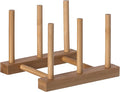 Basicwise Set of 2 Bamboo Wooden Dish Drainer Rack, Plate Rack, and Drying Drainer (2 Grid) (QI004355B.2)