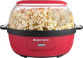 West Bend Stir Crazy Hot Oil Popcorn Popper, Popcorn Maker Machine with Large Serving Bowl Lid and Stirring Rod, 6-Qt., Red