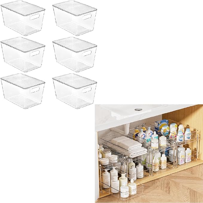 Vtopmart 6 Pack Bins and 4 Pack Under Sink Organizer