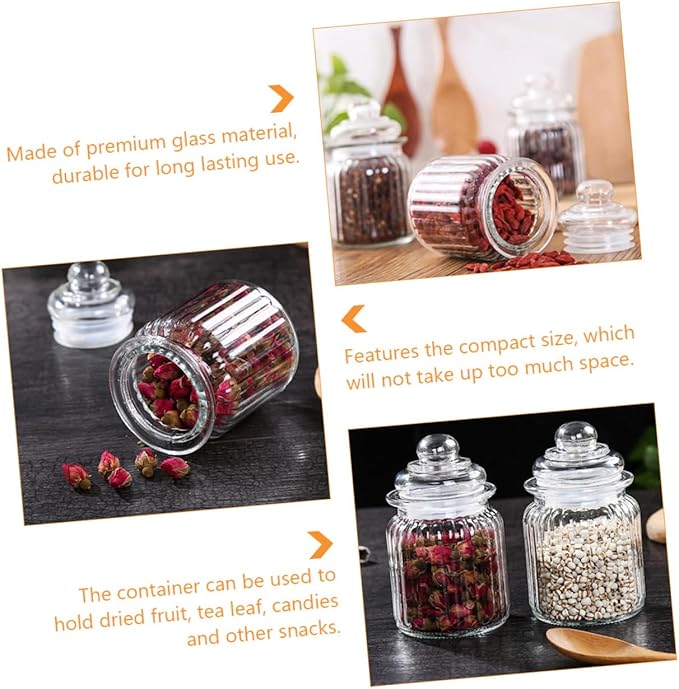 4pcs Glass Storage Can Meal Prep Containers Lids for Pantry Organization