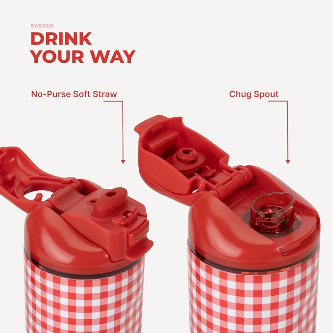 HydroJug Ease2o Water Bottle with Straw & Chug Lid, Stainless Steel, Vented Cap to Help Reduce Pressure, Water-Level Window, Cup Holder Friendly, Non-Slip Base – 24oz, Summer Picnic