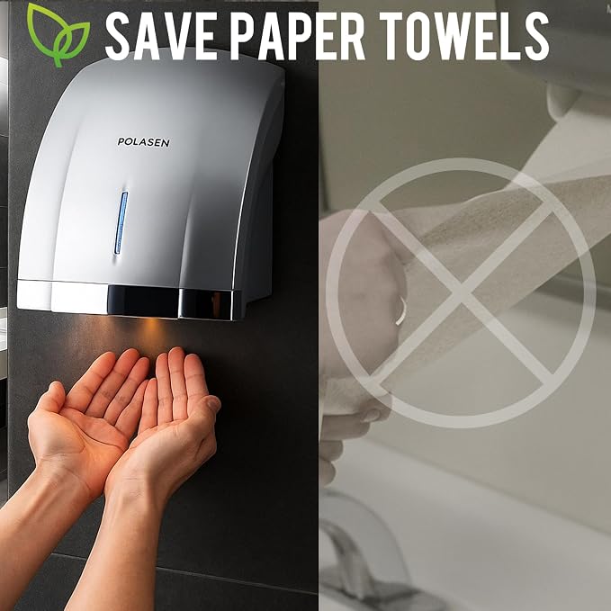 Automatic Hand Dryer and Soap Dispenser Set Wall Mounted High Speed ABs Hand DryerTouchless Automatic Soap Dispenser for HomeBathroom&Commercial Use-Silver