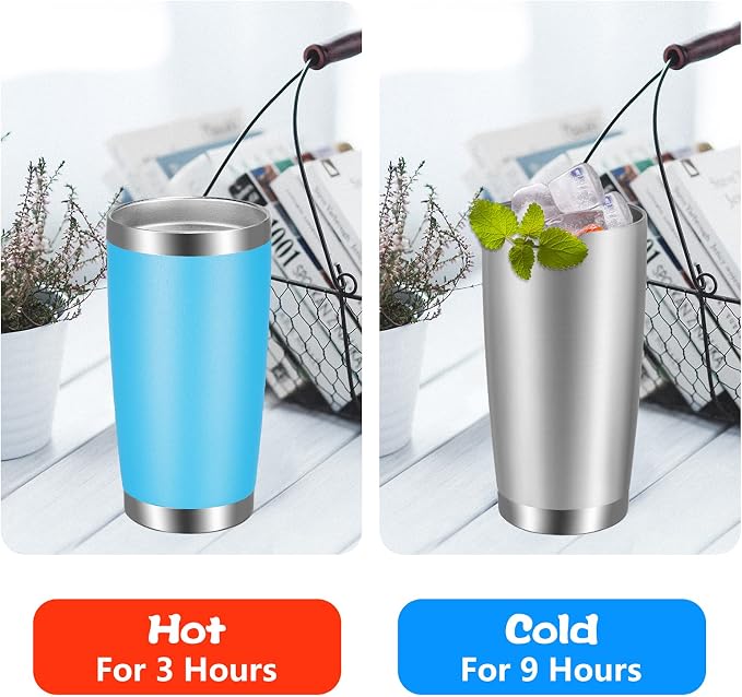 VEGOND 20oz Tumbler with Lid and Straw Stainless Steel Tumbler Cup Vacuum Insulated Double Wall Travel Coffee Mug Powder Coated Coffee Cup, Stainless, 1 Pack