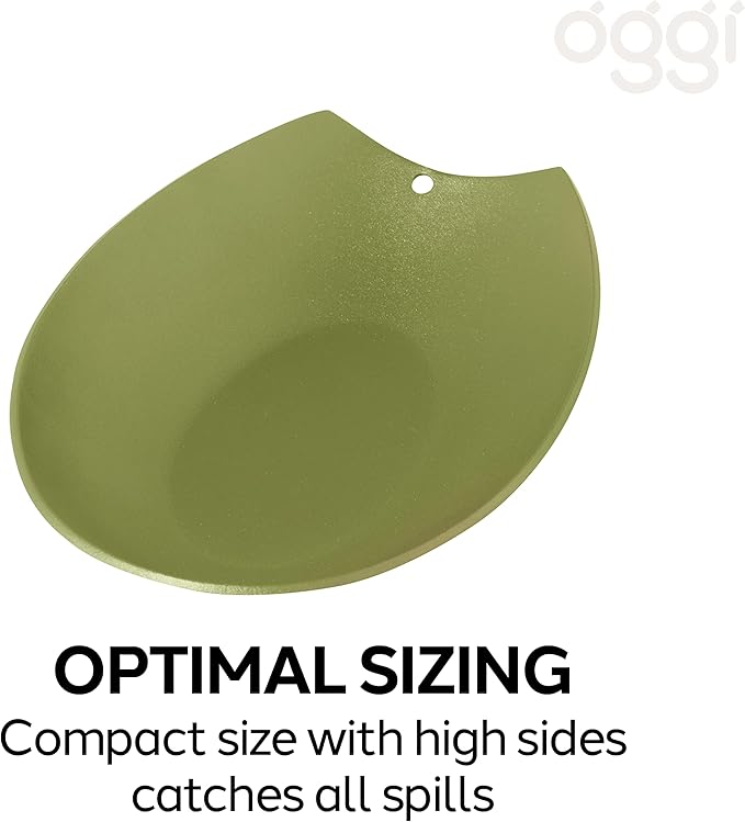 Oggi Spooner Stainless Steel Spoon Rest- Holds Kitchen Utensils for Mess Free Cooking, Stove Top, or Coffee Station; Kitchen Accessories, Utensil Rest, Olive, 5.25 inch by 3.5 inch (7635.14)