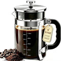 QUQIYSO French Press Coffee Maker, Large French Press with Thick Borosilicate Glass, 304 Stainless Steel Filter, Teapot & Coffee Maker for Home, Office, Party, 51oz, Silver