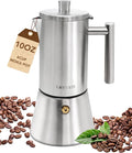 Moka Pot Stainless Steel 6Cup/10oz Stovetop Espresso Maker | Brushed，Cuban and Italian Coffee Maker, Cafetera Cubana, Greca De Cafe, Induction Stovetop Compatible