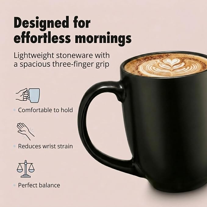 Godinger Coffee Mugs Set, Large Coffee Mug Tea Cup Hot Beverage Large Cups - 16oz., Set of 4