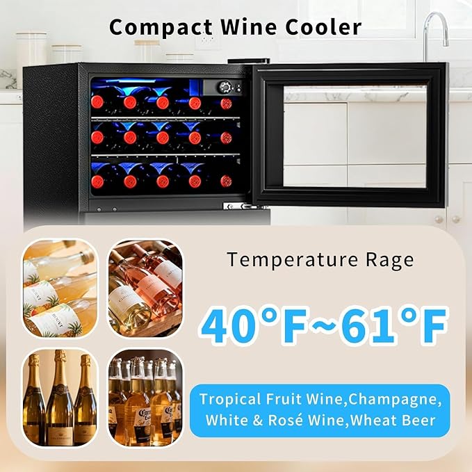Antarctic Star 2.6 Cu. Ft. Mini Fridge, Compact Refrigerator with Freezer, Adjustable Temp, Reversible Door, LED Light for Home Office Bar Bedroom