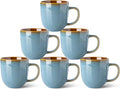 LERATIO Ceramic Coffee Mugs Set of 6,12oz Handmade Coffee Mugs Set with Large Handle for Cappuccino/Latte/Tea/Hot Cocoa,Dishwasher & Microwave Safe-Ocean Blue