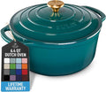 Zulay Kitchen 6.4 Quart Enameled Cast Iron Dutch Oven Pot with Lid, Emerald