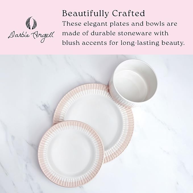 Rising Up 12 Piece Dinnerware Set, Service for 4, Blush