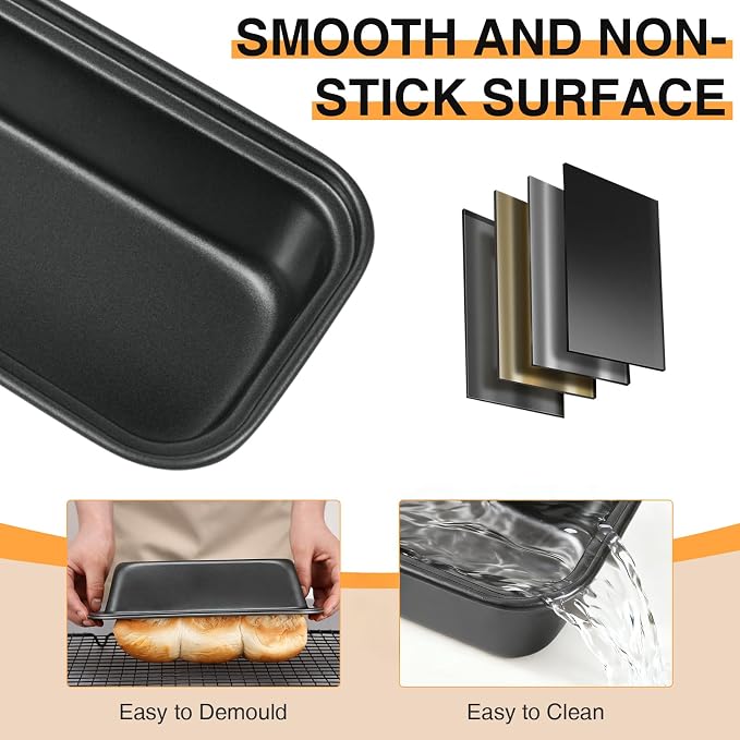 12PCS Mini Loaf Pans for Baking Bread, 6 X 3 X 2 in Nonstick Mini Bread Loaf Pans, Carbon Steel Small Bread Pans, Rectangle Small Banana Bread Tins for Baking Meatloaf, Brownies, Black
