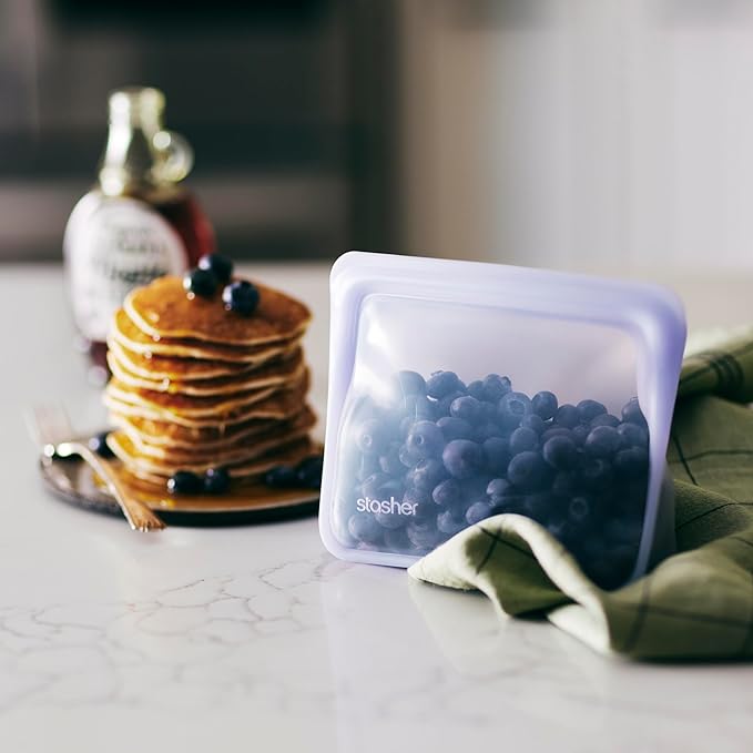 Stasher Silicone Reusable Food Storage Bags, 3-Pack, Reusable Freezer Bags, Microwave, Dishwasher, Oven Safe, Sous Vide, Lunch Containers, Eco Friendly, Food-safe Silicone Snack Bag, Multicolor | Reusable Food Bags