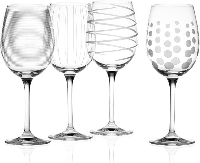 Mikasa Set of 4 Cheers Crystal White Wine Glasses, Silver