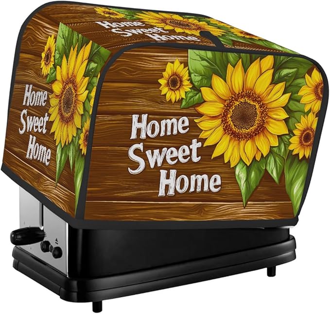 Flower Sunflower Painting Toaster Cover 2 Slice Dust and Fingerprint Protection Toaster Bread Maker Covers Washable Kitchen Small Appliance Covers for Kitchen Accessories Decor Bakeware Women Gift