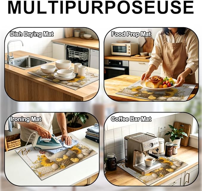 Stove Top Cover for Electric Stove 28.4 x 20.5 Inch Non Slip Stove Mat Oil Proof Grateful Hen Sunflower Glass Cooktop Protector Kitchen Mat