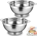 Maxdot 2 Pack 8 Quart Heavy Duty Stainless Steel Colander with Footed Base and Handles Pasta Spaghetti Berry Fruit Vegetable Kitchen Food Strainer Basket