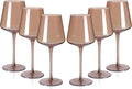comfit Colored Wine Glasses Set of 6-16oz Smokey Sand Wine Glasses with Tall Long Stems and Flat Bottom,Crystal Amber Wine Glasses-Unique Gifts for Wine Lovers,Wedding,Engagement Gifts(Smokey Sand)