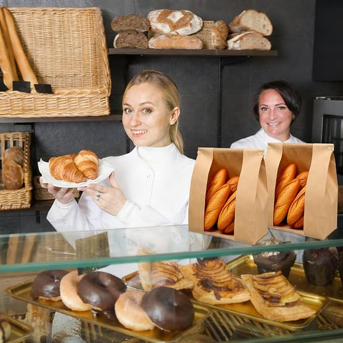 120 Pack Paper Bread Bags for Homemade Bread - Sourdough Bread Bags with Tin Tie Tab Lock Clear Front Window, Sourdough Bags Bread Storage Bakery Packaging 125 Cute Sealing Stickers