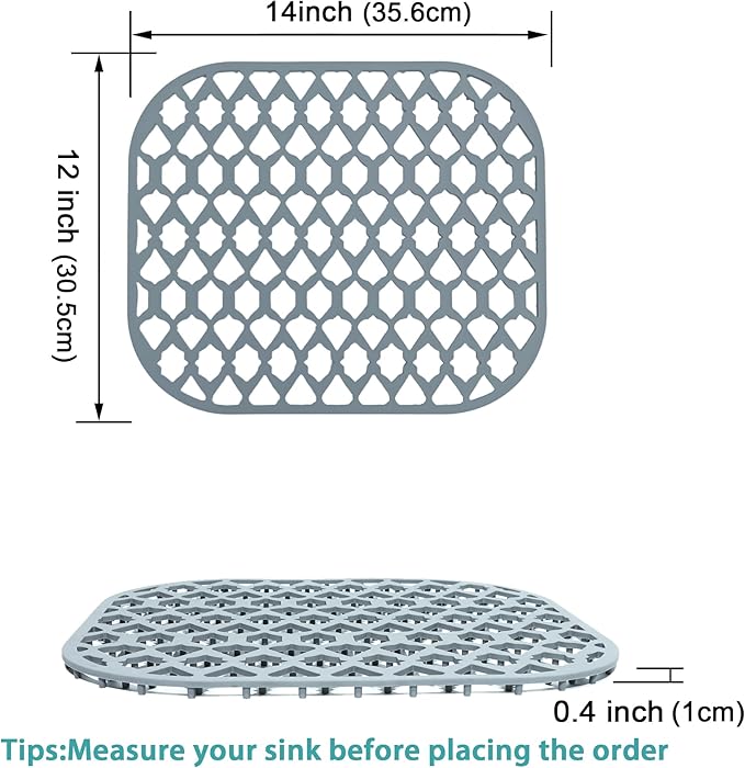SAMSIER Silicone Sink Protectors Mats (13x11 & 14x12 & 16x12 & 18x16 & 19x14 & 21x16 & 22x13 & 25x16 & 26x14 & 28x14 & 30x16) for Bottom of Kitchen Sink (14”x12”)
