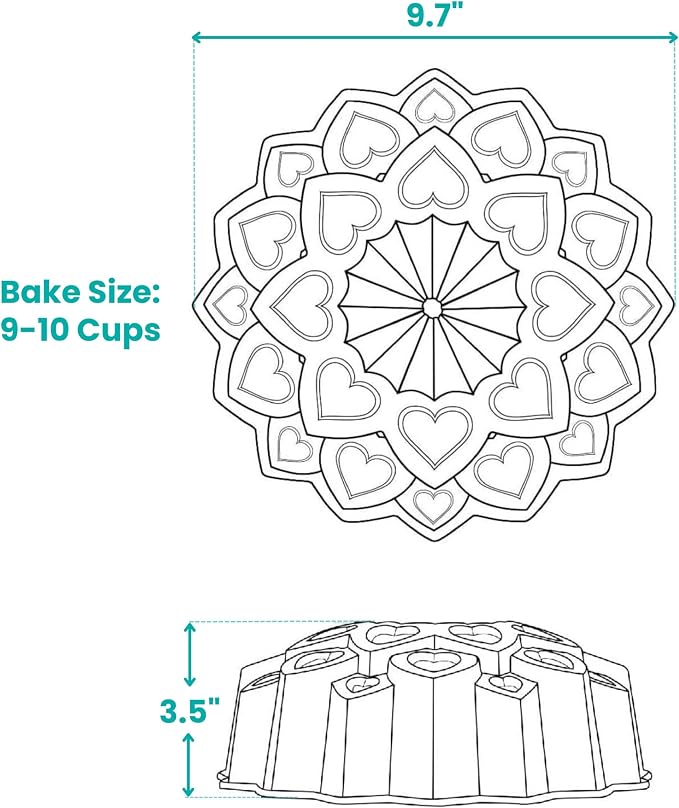 Baker's Secret Nonstick Fluted Cake Pan, Perfect for Fluted Cakes, Die Cast Aluminum Cake Pans, 2 Layers Non-stick Coating For Easy Release, Fluted Cake Pans - (Amour)
