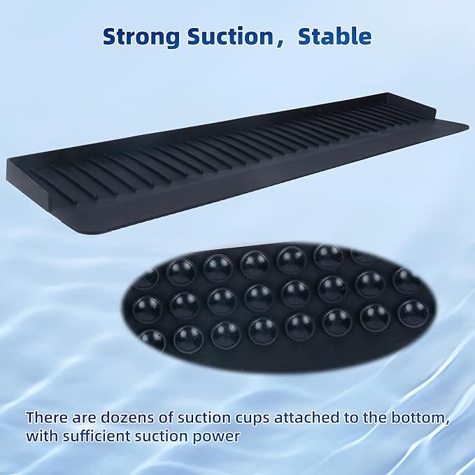 Sink Edge Protectors for Kitchen Single and Double Sink,Kitchen Sinks Splash Guard Can be Cut and Diy,Silicone Edge Protector Sinks With 5° Tilt (BLACK, 24IN)