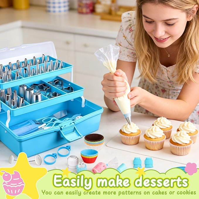 Suuker Cake Decorating Tools Supplies Kit, 236 Pieces | Baking Accessories with Storage Case, Frosting Piping Kit, 36 Numbered Piping Tips, Piping Bags and Tips Set