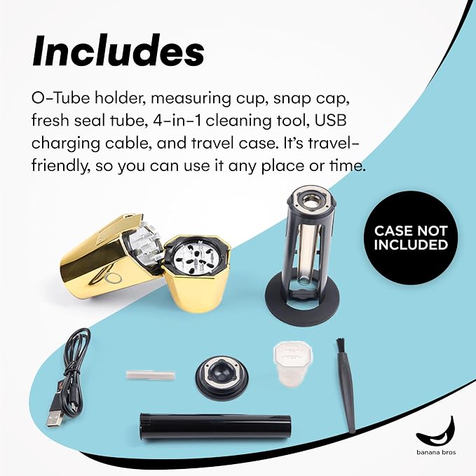 Banana Bros OTTO Electric Smart Spice Grinder - Automatic Herb Grinder with Smart Technology - Rechargeable via USB - Portable Milling for Dry Herbs and Spices - Gold - No Carrying Case