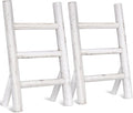 Cinnvoice 2 Pcs Wooden Tea Towel Ladder Rustic Hand Towel Stand Rack Mini Countertop Towel Stand Farmhouse Wood Counter Towel Holder for Bathroom Country Kitchen Office (White)