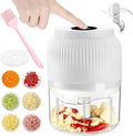 2026 New Electric Garlic Chopper, Mini Portable Veggie Chopper, Small Cordless Garlic Choppers Mincer, USB Rechargeable, 350ML Electric Mini Veggie Cutter for Onion, Garlic, Chili, Ginger (White)
