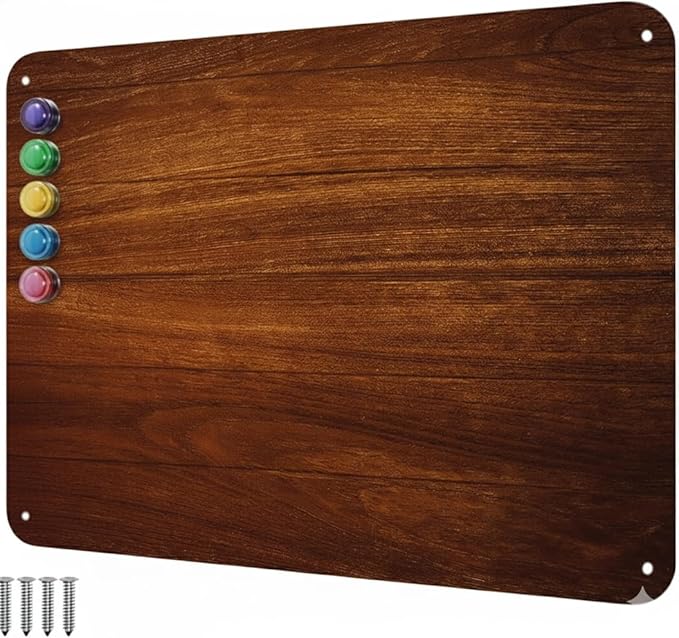 9 inches x 6.5 inches Stainless Steel Plate for Magnets, 3M Adhesive Back, Mounting Screws, Ideal for Magnetic Shelf, Spice Holders, Colorful Magnets as a Gift. Mount Anywhere! (Timber, 1 Pack)