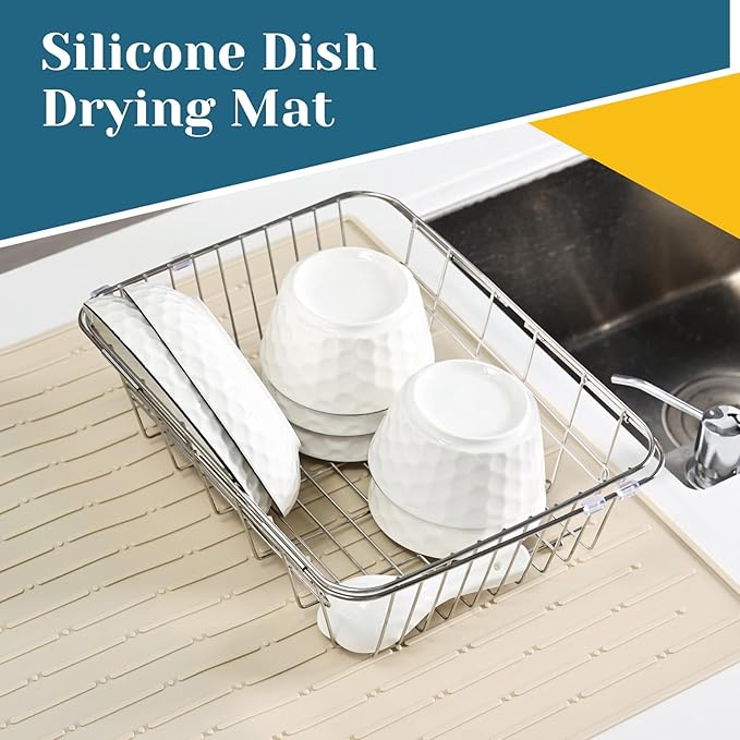 Cook's Aid Stove Top Cover for Electric Stove - Silicone Stove Mat for Glass Top Stove, Glass Cooktop Protector, Dish Mat Drying Kitchen Mat (Elegant Beige, 20x28 Inch)