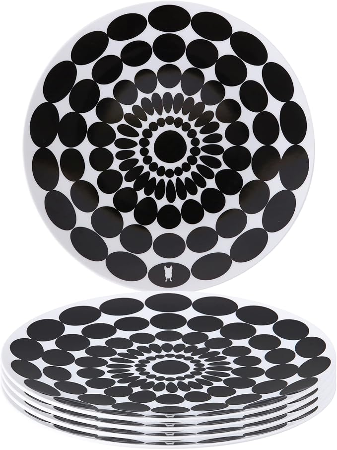 French Bull Plates - 4 Piece Set - 9 inch Melamine Salad Plates Set of 4 - Melamine Dinnerware for Indoor and Outdoor - Foli