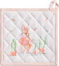Maison d' Hermine Pot Holders 100% Cotton Heat Resistant Potholders 8" x 8" Hot Pads with Loop BBQ Cooking Baking Gifts for Mothers Day Handling Hot Pans Spring/Summer (Pack of 1, Bunny Party)