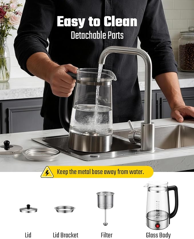 KIDISLE 10-Cup Electric Percolator Coffee Pot, Glass Percolator Coffee Maker with Borosilicate Carafe, Stainless Steel Filter Basket, 1000W
